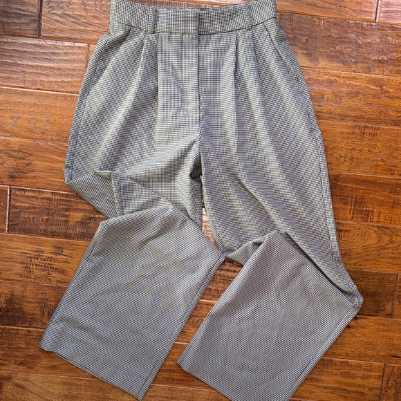 Abercrombie & Fitch Pants - Abercrombie Curve Love A&F Sloane Tailored Wide Leg Pant, Brown Herringbone, 27